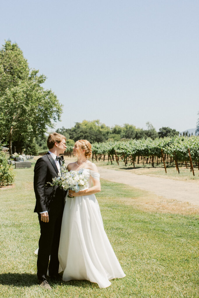 Bride and groom winery portrait before their CIA Greystone wedding