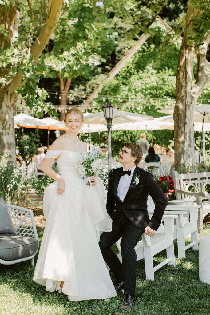 Portrait of bride and groom before their CIA Greystone wedding in St. Helena