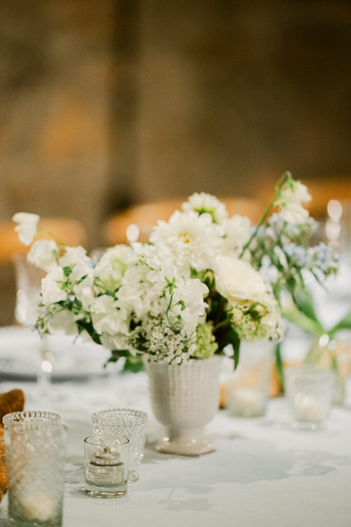 Floral centerpieces at CIA Greystone wedding reception