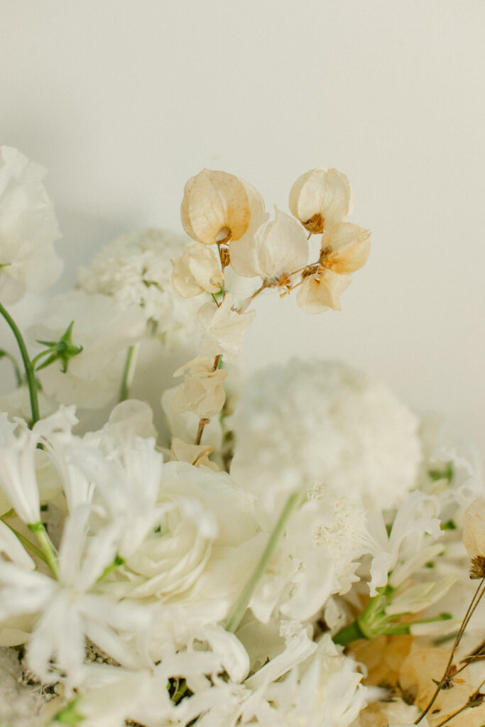 Floral detail of bride's bouquet
