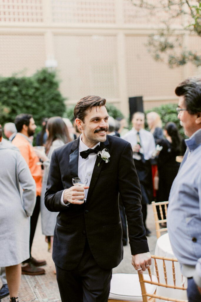 Wedding guests mingling during cocktail hour in San Francisco