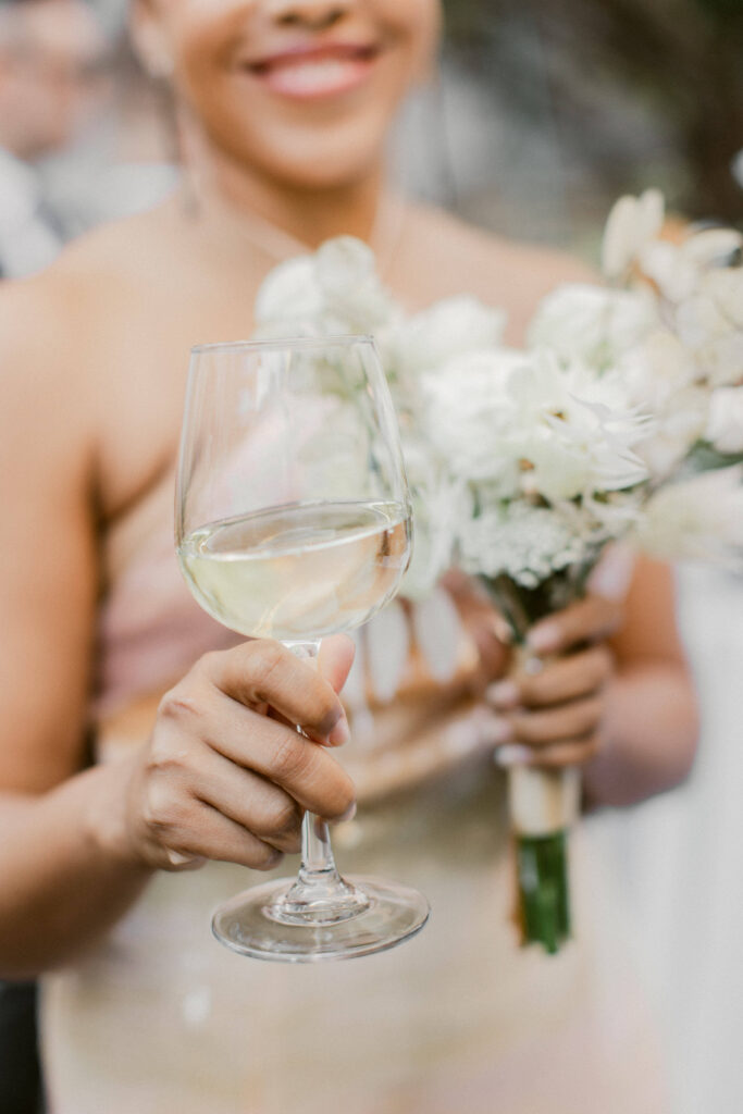 Cocktail hour details at a refined fall wedding