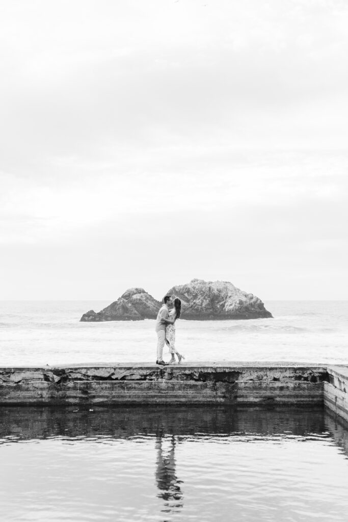 Couple standing on historic Sutro Baths ruins